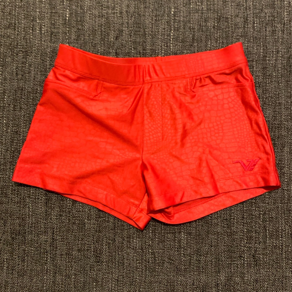 Mens swim trunk by Verge. Animal print red. Size S